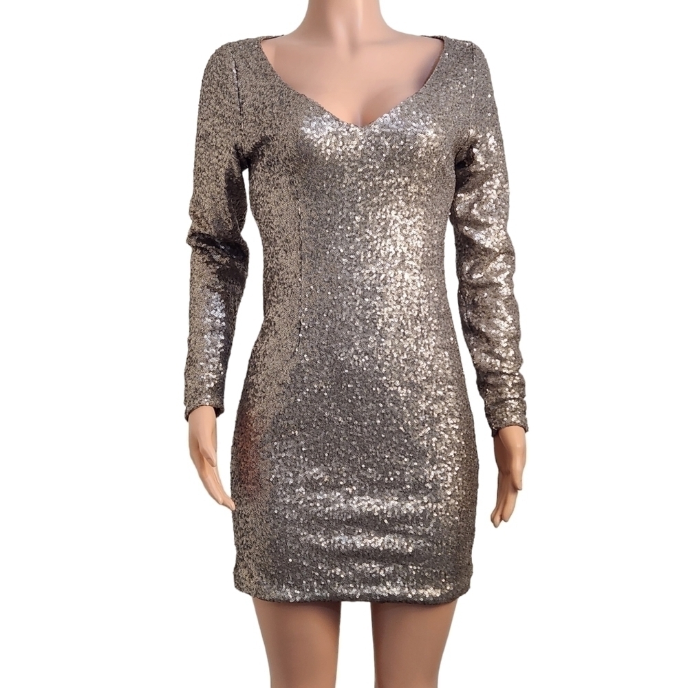 𝅺jay X JAYGODFREY Long Sleeve Sequined Mini Dress SIZES: 4
